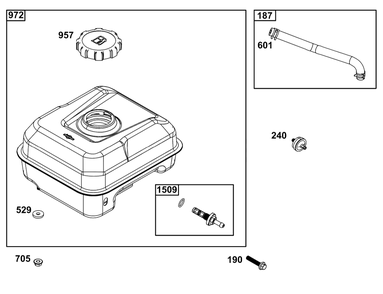 Fuel Supply Goup Diagram and Parts List for 83132-1112-H5  Briggs and Stratton Engine